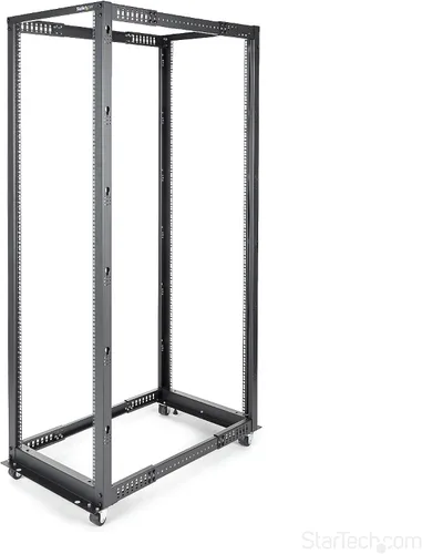 Vista 11 de StarTech Bastidor de servidor de marco abierto de 4 postes 8U móvil, bastidor de red de 19" con ruedas, pequeño bastidor rodante para equipos