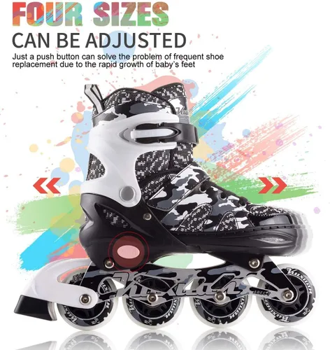 Vista 3 de Kuxuan Patines en línea ajustables para niños con ruedas iluminadas, divertidos patines iluminadores para niños, niñas y jóvenes