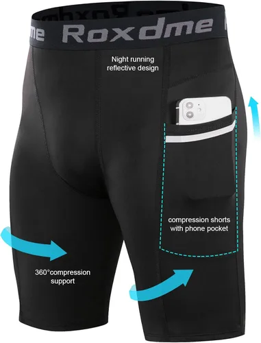 Vista 5 de Roxdme 5 or 1 Pack Compression Shorts Men Spandex Sport Shorts Athletic Workout Running Tights Performance Underwear