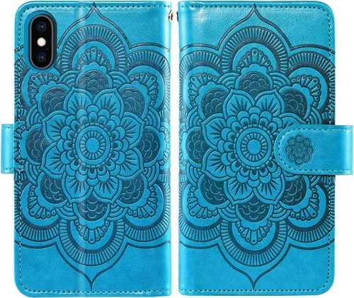 Vista 6 de Asuwish Funda compatible con iPhone Xs Max y protector de pantalla de vidrio templado, funda para teléfono celular para i X XR Xsmax 10x SX Xmax Azul
