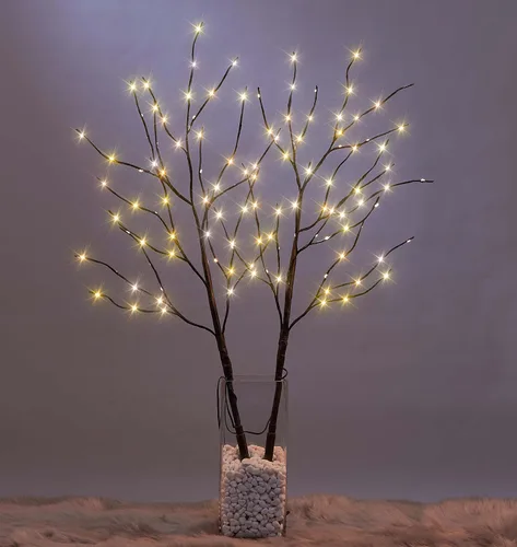 Vista 7 de LIGHTSHARE Rama de Ramita de Árbol de Abedul Artificial Iluminada de 32 Pulgadas con 120 Luces LED de Hadas Operada con Batería con Temporizador