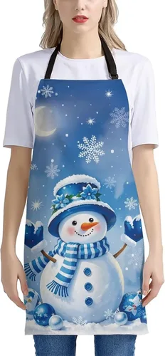 Vista 64 de Dreaweet Delantal de cocina unisex con cuello ajustable de Navidad