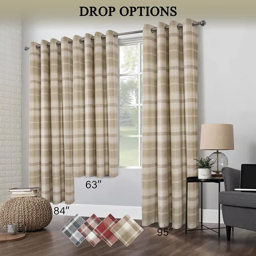 Vista 8 de always4u, cortinas térmicas aislantes con diseño de cuadros, de 95 pulgadas de largo, de doble capa, cortinas térmicas para sala de estar