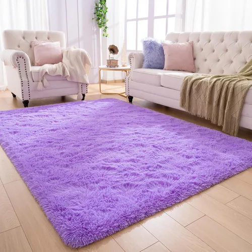 Vista 22 de Softlife Alfombra naranja para dormitorio, alfombra de felpa esponjosa para sala de estar para niñas, alfombra lanuda para niños, alfombra suave