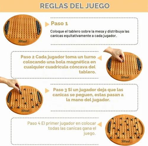 Vista 7 de Juego de ajedrez magnético, juego de mesa de madera dura de doble cara con 30 bolas magnéticas, desarrolla inteligencia, ejercicio cerebral