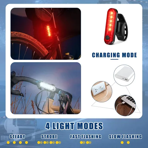 Vista 3 de Jerify Paquete de 20 luces LED recargables por USB, luces traseras de navegación, kit de luces traseras de bicicleta, impermeables, 4 opciones