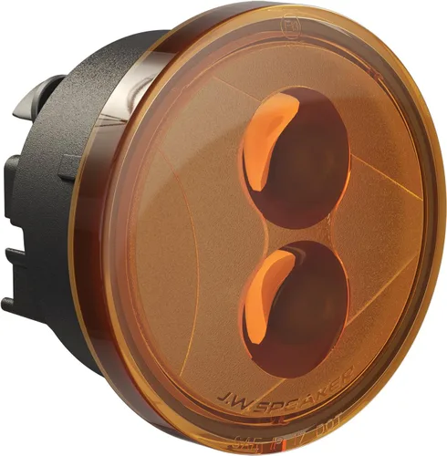 Vista 2 de J.W. Speaker 0346483 Modelo 239 J2 12V DOT/ECE LED Señales de giro redondo con lente ámbar - Kit de 2 luces