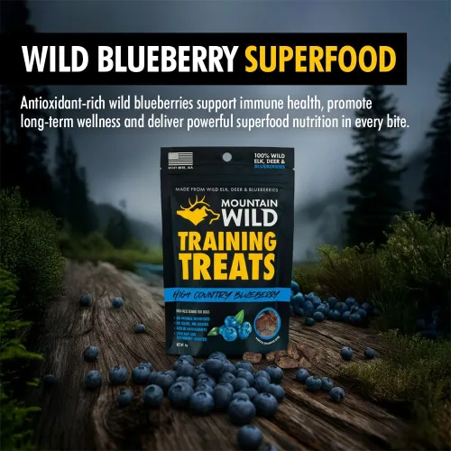 Vista 3 de High Country Wild Blueberry Elk & Venison - Golosinas de entrenamiento para perros y cachorros - Snacks naturales sin granos para cachorros y perros