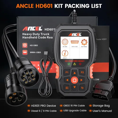 Vista 5 de ANCEL Escáner de camión resistente HD601 con probador de sonda de circuito de alimentación ANCEL PB600 con batería, relé, prueba de inyector