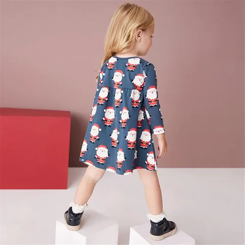 Vista 3 de HOMAGIC2WE Vestido de manga larga para niñas pequeñas, de algodón, para otoño, lindo, casual, básico