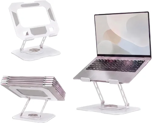 Vista 11 de Laptop Stand for Desk - All-Metal Ergonomic Computer Stand & Laptop Riser, 360° Rotatable & Adjustable & Foldable, Laptop Holder for MacBook Gris