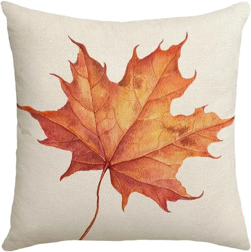 Vista 5 de Fundas de almohada de otoño con diseño de calabaza y hojas de arce naranja para el hogar, 18 x 18 pulgadas, decoración de agradecimientos bendecidos