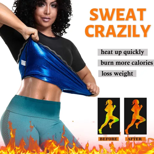 Vista 5 de LMCOB Camiseta deportiva de compresión para mujer para sauna, chaleco de sauna que atrapa el calor para mujer