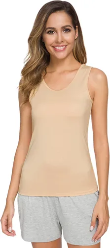 Vista 2 de Knuffnee Camiseta sin mangas básica para mujer, camiseta sin mangas elástica con cuello redondo, paquete de 4