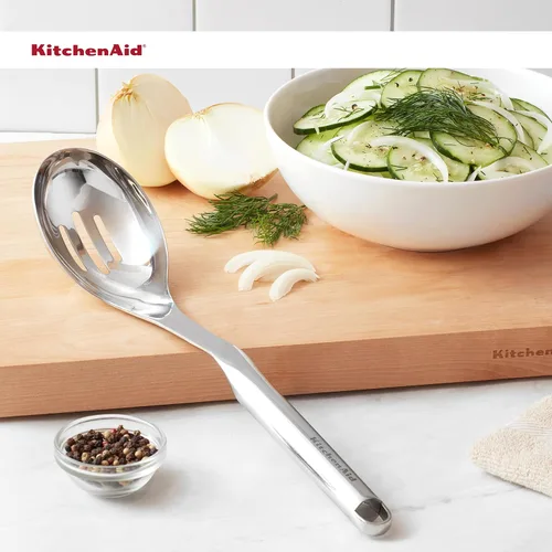 Vista 6 de KitchenAid Cuchara ranurada prémium con gancho para colgar, 13.3 pulgadas, acero inoxidable