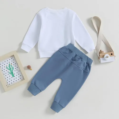 Vista 3 de DNOMAID YZARC Conjunto de sudadera de manga larga para bebé niño de otoño e invierno, 2 piezas, ropa para niños pequeños