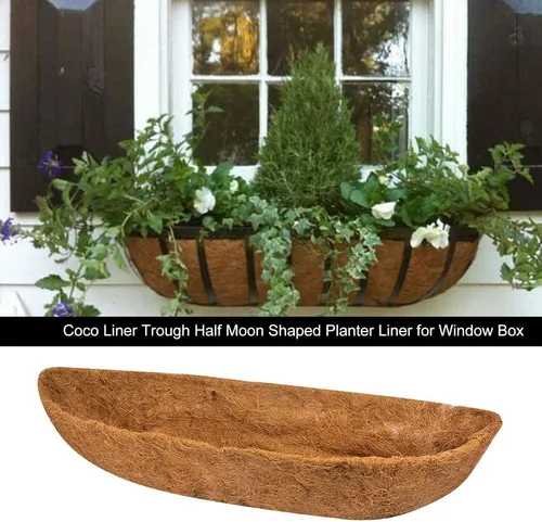 Vista 3 de Trough Coco - Forro de fibra de coco, revestimiento de coco, para ventana, maceta, macetero de coco para jardín, maceta, macetas de flores, cestas