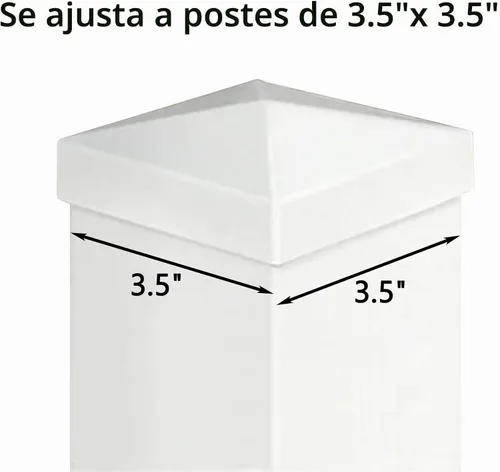 Vista 5 de 4 paquetes de tapas de vinilo estilo pirámide de 3.5 pulgadas para postes de valla de vinilo de 3.5 x 3.5 pulgadas, PVC blanco/vinilo