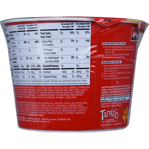 Vista 2 de Tapatio - Gran tazón de sopa de fideos ramen, 3.70 onzas (105 g), paquete de 6