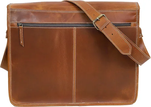Vista 6 de VC VINTAGE COUTURE 18 pulgadas cuero completo solapa mensajero hecho a mano bolsa portátil bolsa bolsa bolsa de mensajero acolchado marrón, Marrón