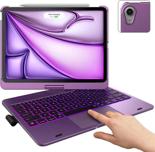 Vista 10 de typecase Funda con teclado táctil con trackpad para iPad Air de 11 pulgadas (M3 2025 / M2 2024) 2024: rotación de 360° - retroiluminación de 11