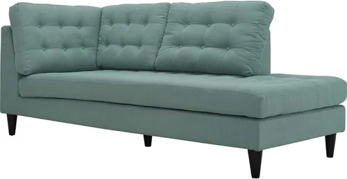 Vista 34 de Sofá esquinero Modway Empress, estilo de mediados de siglo, tapizado de tela en avena, Tela, Celeste