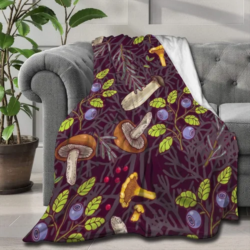 Vista 14 de Manta de regalo personalizada de hongos del bosque salvaje oscuro, manta de franela suave y ligera, adecuada para uso en cama, sala de estar