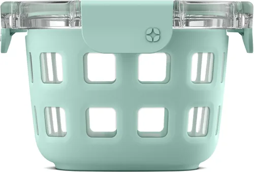 Vista 6 de Ello Duraglass Refresh - Paquete de 8 recipientes de vidrio reutilizables de 2 tazas con tapas a prueba de fugas y fundas protectoras de silicona