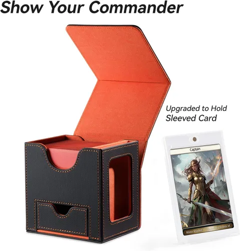 Vista 2 de Mage Tech Caja de cartas para MTG Commander, diseño patentado, pantalla Commander, se adapta a 100 tarjetas de doble manga, ladrillo de tarjetas