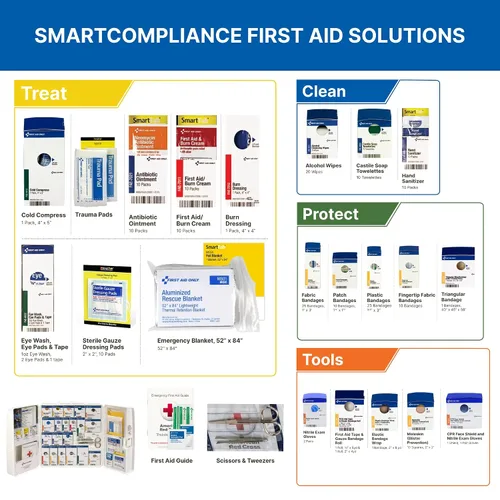 Vista 5 de Botiquín de primeros auxilios sin medicamentos SmartCompliance, cumple con ANSI 2015, Blanco, 1