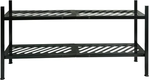 Vista 9 de Zapatero – Organizador de zapatos de metal de 2 niveles, estante de almacenamiento de zapatos de 35 pulgadas, apilable largo soporte para armario