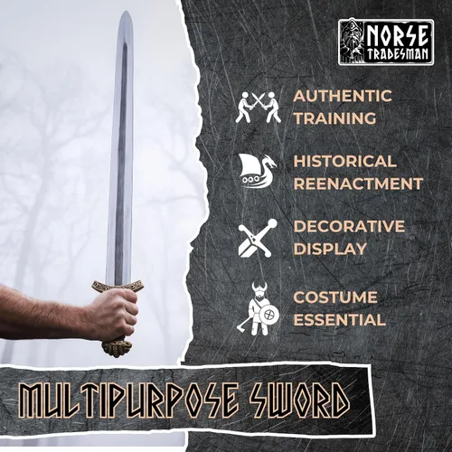 Vista 5 de Norse Tradesman Espada vikinga de acero para primavera