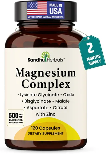 Vista 9 de Complejo completo de magnesio de 500 mg para mujeres y hombres 60 cápsulas Suplemento Mag 6 en 1 con zinc Calidad del sueño y salud muscular