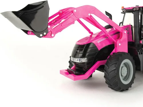 Vista 3 de ERTL 1/16 Big Farm Case IH Magnum Tractor rosa con cargador y luces y sonidos