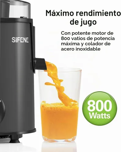 Vista 3 de SIFENE - Exprimidor centrífugo compacto, canal de 3 pulgadas de ancho, potencia máxima 800 W, gris 3-speed ingredient control, easy-clean