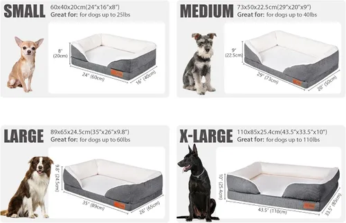 Vista 5 de Fida Cama ortopédica para perros con base de espuma viscoelástica, sofá de salón para perros con funda extraíble lavable, sofá para mascotas