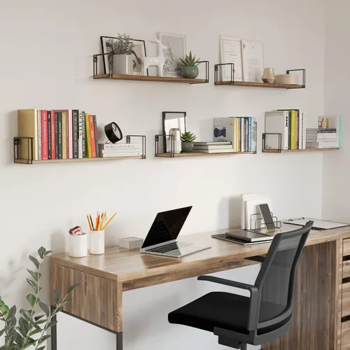 Vista 7 de Wallniture Avila - Estantes flotantes de 24 pulgadas para pared, organización de cocina y estantes de oficina, estantería para decoración de sala