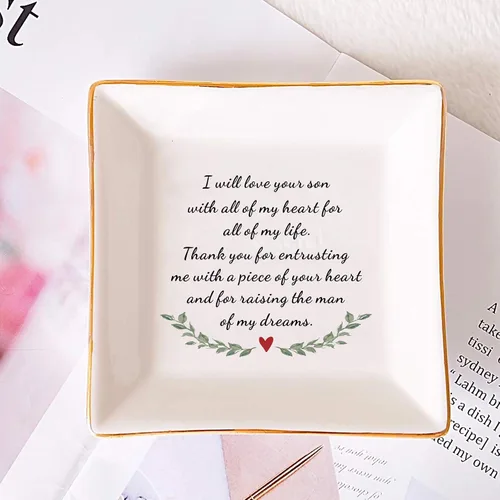 Vista 3 de Regalos para la madre del novio de la novia, regalos de boda para suegra, regalo de agradecimiento para la nueva mamá, plato de joyería de cerámica