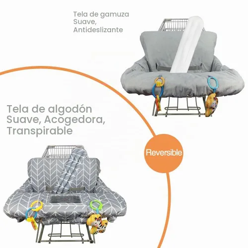 Vista 4 de ICOPUCA Funda para carrito de compras para bebé, funda de carrito 2 en 1 para bebés y funda para silla alta, funda acolchada para asiento de carrito