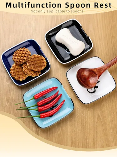 Vista 6 de GDCZ Soporte de cuchara de cerámica para estufa de 4.75 pulgadas, soporte de cuchara grande para encimera de cocina, cuchara moderna para granja