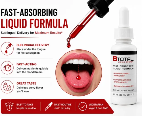 Vista 6 de The B-Total Solution - Vitaminas B sublinguales - Twin Pak Fast sublingual liquid B-complex with B12 for energy, brain & focus - vegetarian berry