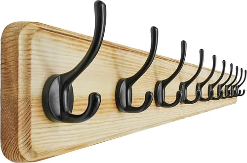 Vista 33 de Dseap Perchero de Pared: Moderno, Patentado, Resistente, 17.4" de Largo, Riel Colgador de Madera con 5 Ganchos Dobles para Abrigos de Invierno, Negro