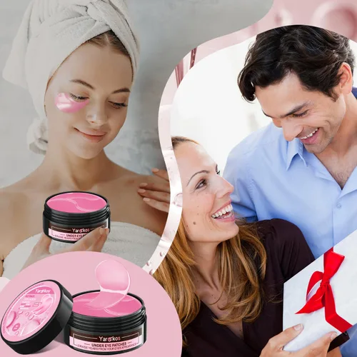 Vista 7 de 60 parches rosas para debajo de los ojos, 30 pares de máscaras debajo de los ojos para ojeras para tratamiento de ojos hinchados, almohadillas