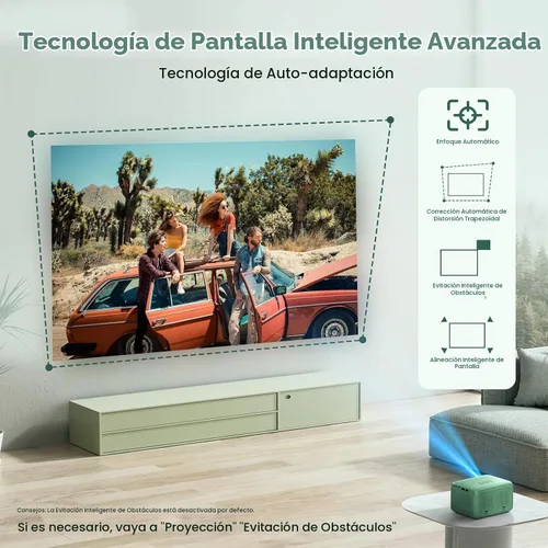 Vista 4 de Proyector nativo de 1080P con WiFi y Bluetooth, proyector de películas con enfoque automático, compatible con teléfono/TV