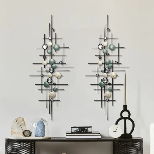 Vista 2 de KEQAM Arte de pared de metal moderno grande, decoración de pared de metal para el hogar, esculturas de pared hechas a mano para colgar en la pared