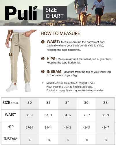 Vista 7 de PULI Pantalones deportivos de golf elásticos para hombre con 4 bolsillos, impermeables, ajustados, para senderismo, casual, viajes, trabajo