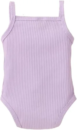 Vista 2 de Conjunto de 3 piezas de algodón de punto acanalado con volantes, camisola de verano con diadema, color liso
