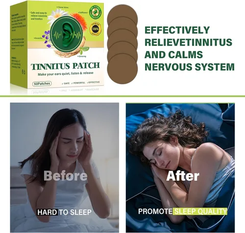 Vista 7 de Alivio de tinnitus para oídos zumbidos, 50 parches de alivio de tinnitus, apoya el ruido del oído y el alivio de zumbidos, mejora la comodidad