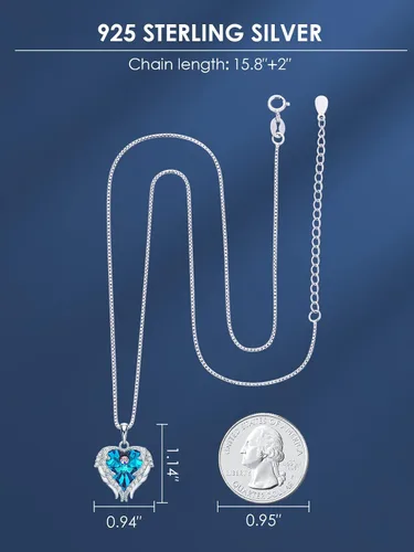 Vista 4 de CDE - Collar con dije de corazón de ala de ángel para mujer, dije de tono plateadodorado, regalo de Navidad, San ValentínDía de la Madre