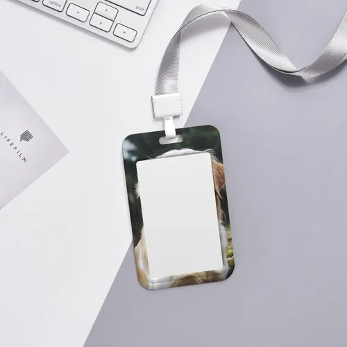 Vista 5 de Divertido soporte para tarjetas de identificación con cordón de identificación con cordón de separación, funda de plástico impermeable para tarjetas